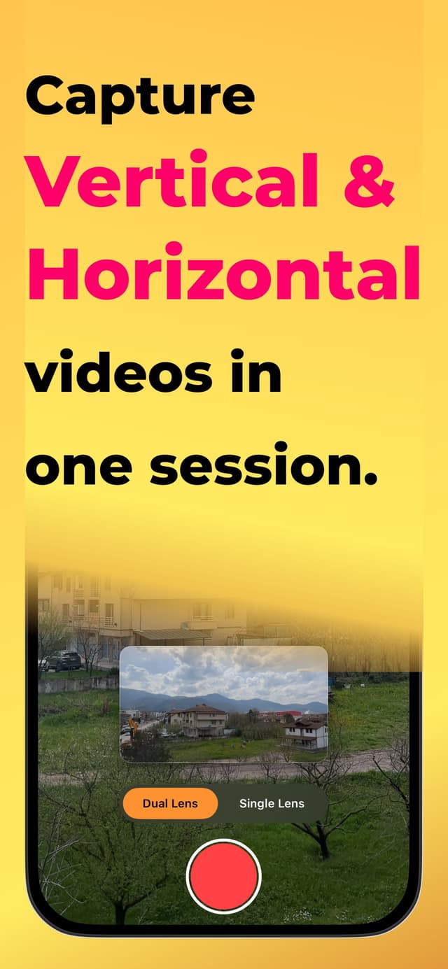 Dual Camera Recorder - Duo – simultaneously record vertical 9:16 and horizontal 16:9 video in one session